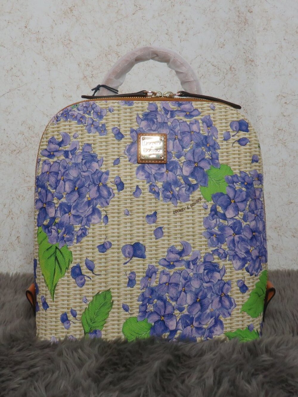 Dooney & Bourke Hydrangea Basketweave Zip Pod Backpack (Purple)